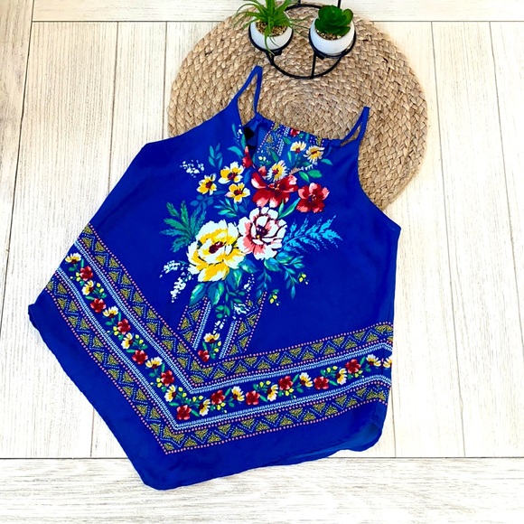 BCX Tops - BCX royal blue floral tank size small NWOT
